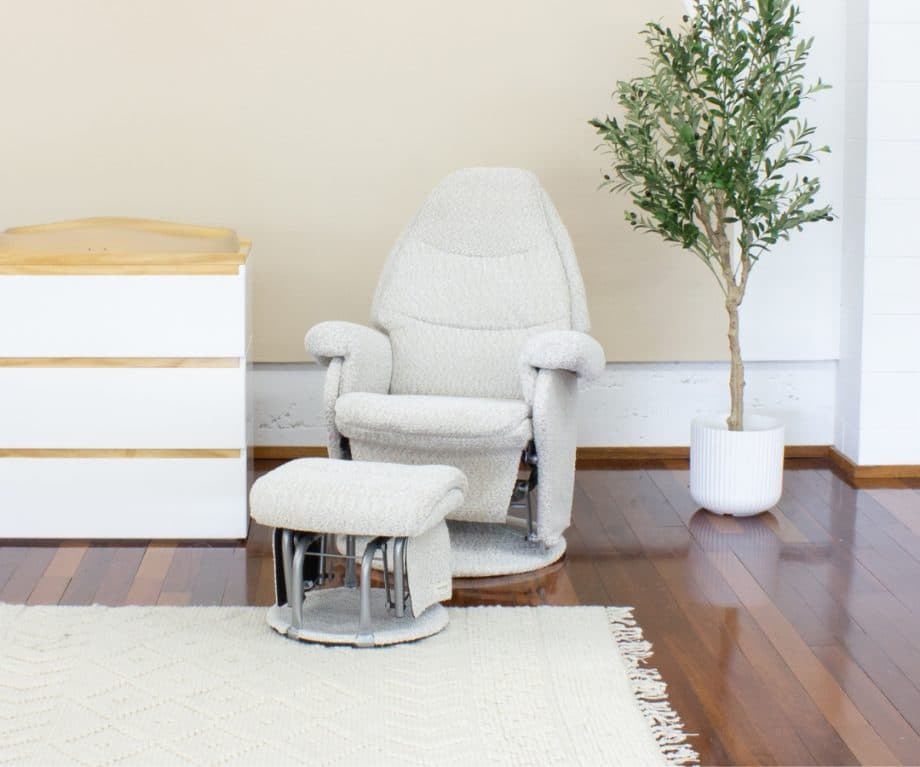 Vogue Feeding Glider Chair & Ottoman Boucle Cream