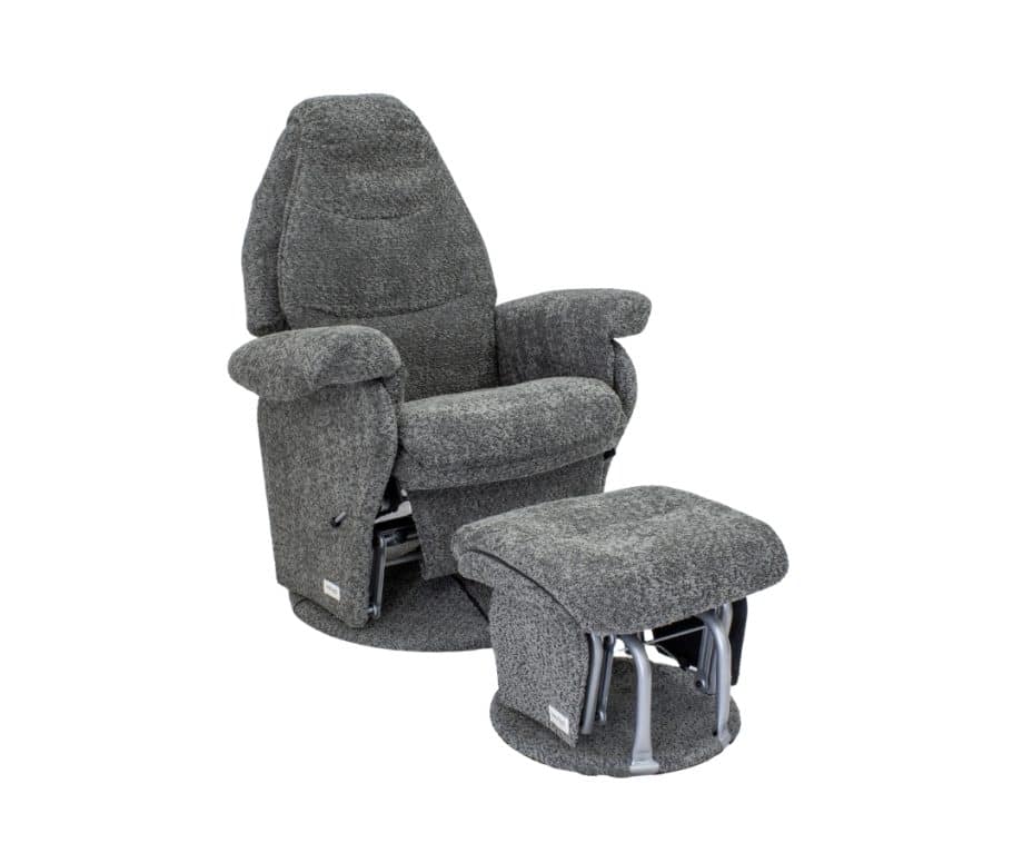 Vogue Feeding Glider Chair & Ottoman Boucle Grey